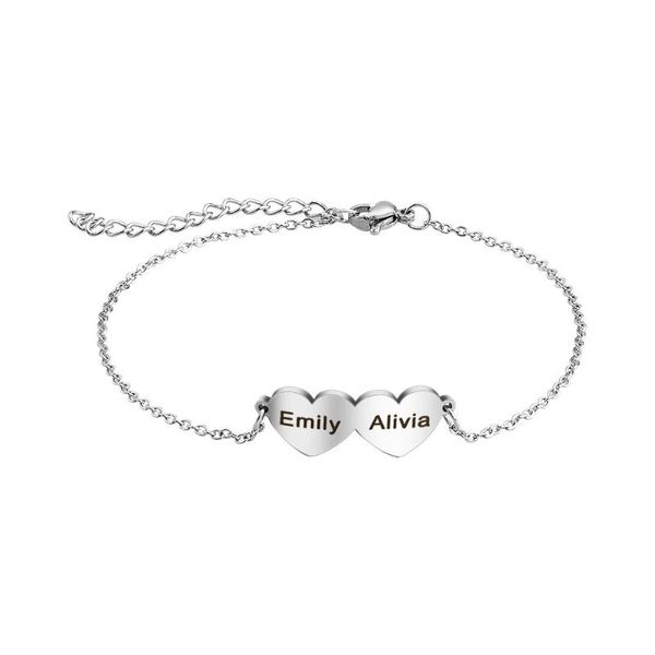 

charm bracelets diy name heart bracelet handmade link chain bangle jewelry gift for family yp8478, Golden;silver
