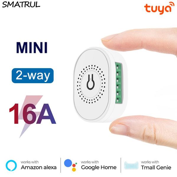 

smart home control smatrul tuya 16a wifi switch light mini diy breaker module 2 way on off wall relay app 220v 110v for alexa google