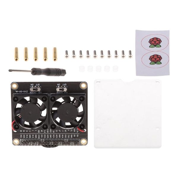 

lapcooling pads raspberry pi 4b dual fan heatsink kit gpio expansion board dc 5v 0.2a with led compatibl