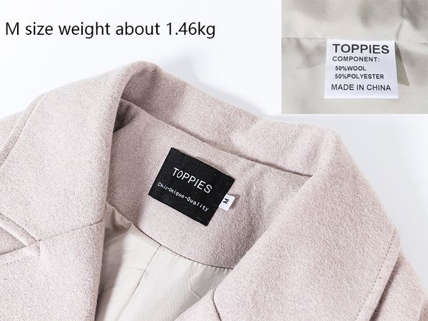 

2021 new blend womens long coat jacket 50% wool korean ladies outwear covered button ima8, Black