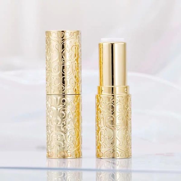 

30/50/100pcs diy 12.1mm gold plastic lipstick tube with pattern, empty lip gloss packaging tube ,professional cosmetic container