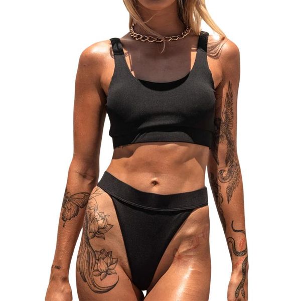 

one-piece suits ladies summer split swimwear set adults women creative solid color/floral printing tank style backless bikini swims