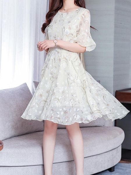 

party dresses summer women's dress, floral chiffon girly style, White;black