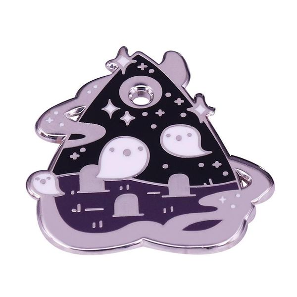 

pins, brooches cute ghost ouija cemetery black night stars enamel pin, Gray