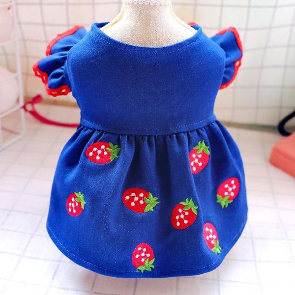 

dog apparel cat dress vest summer clothes strawberry embroidery pet puppy spring/summer design 5 sizes