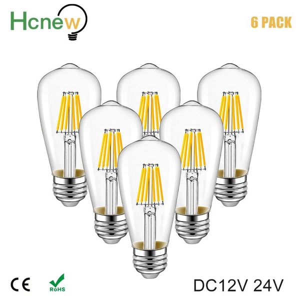 

bulbs hc dc/ac 12v 24v retro edison led filament lamp st58 6w daylight white 4500k low voltage warm 2700k equivalent 60w
