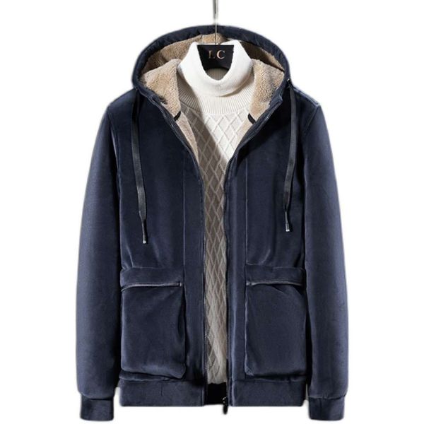 

2020 autumn new slim handsome jacket lamb wool winter men's thickened and cashmere cotton coat, Black;brown