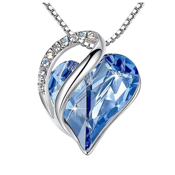 

pendant necklaces unique rainbow fire crystal stone love heart clavicle for women rose gold chain valentine day wedding necklace, Silver