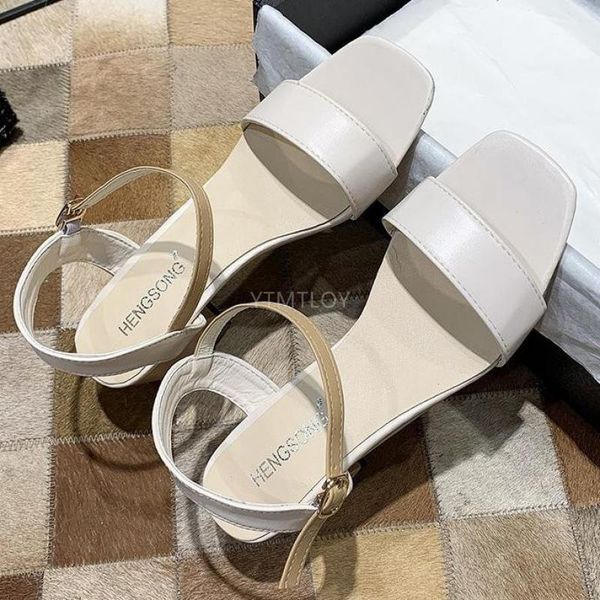

summer women shoes open toe square cute comfortable sandals lady style high heels casual buckle strap zapatos mujer, Black