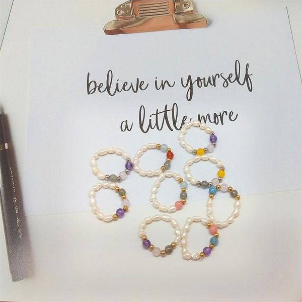 

wedding rings fashion natural freshwater pearl ring korean retro purple pink crystal female beads for gifts girls party christmas, Slivery;golden