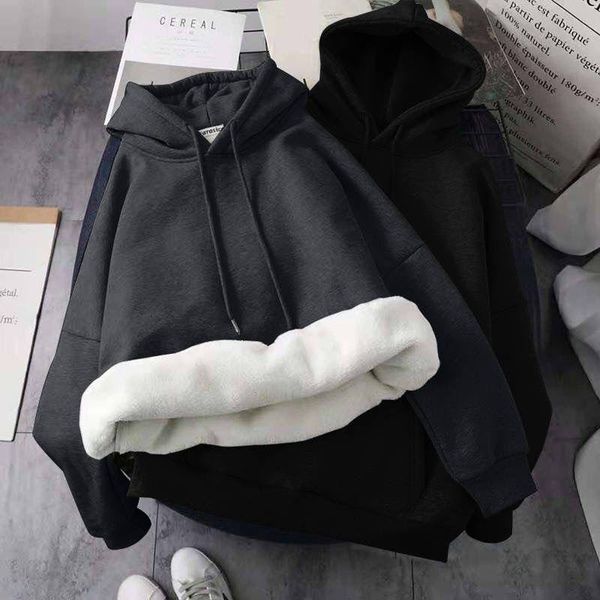

women's hoodies & sweatshirts autumn winter hooded harajuku women coat loose casual warm female sweatshirt pullover long sleeve girls, Black
