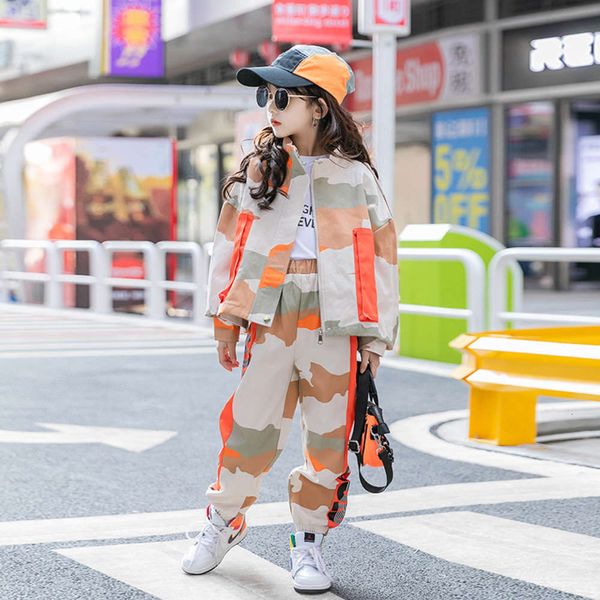 

wear girls' fashion camouflage new suit children's in spring and autumn of 2021, White