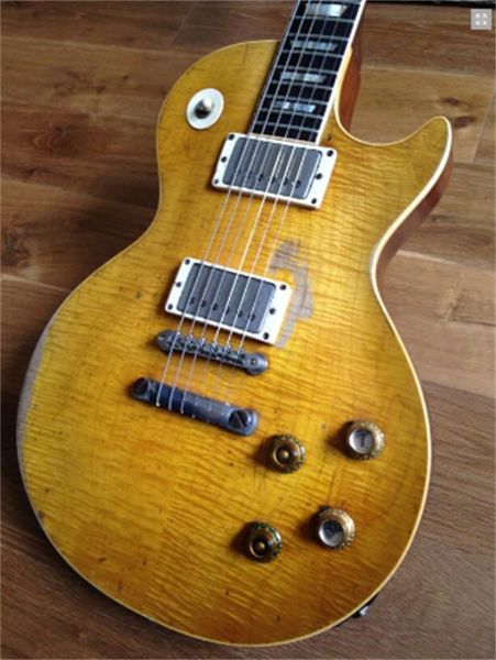

custom shop gary moore peter green honey sunburst flame maple relic electric guitar one piece neck guitars guitarra