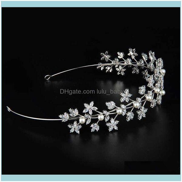 Gioielli fatti a mano Design Cubic Zirconia Perla Tiara Sposa Matrimonio Fascia morbida Fascia per capelli barocca Gioielli per capelli Aessories All'ingrosso Drop Delive