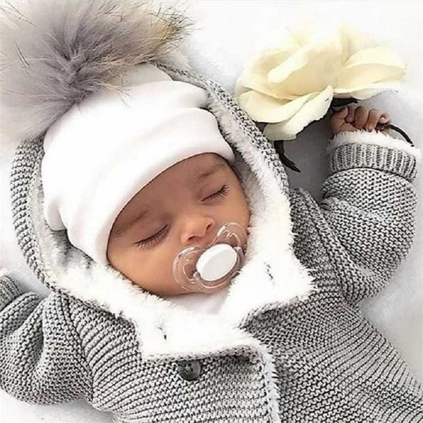 Herbst Winter Jungenmädchen Künstliche Pompom Baumwolle Babymütze Kinderkappen mit Pompon Born PO Requisiten Motorhaube 211023