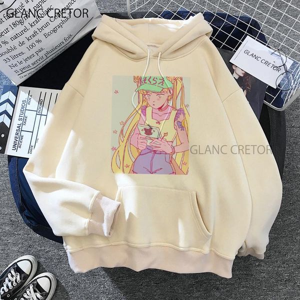 

hoodie women sailor moon funny cartoon harajuku femela ullzang anime pullover 90s korean style hoodie graphic pullover, Black