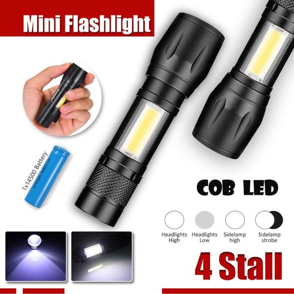 

mini t6 cob led torch usb lamp zoomable pocket penlight light 30000lm