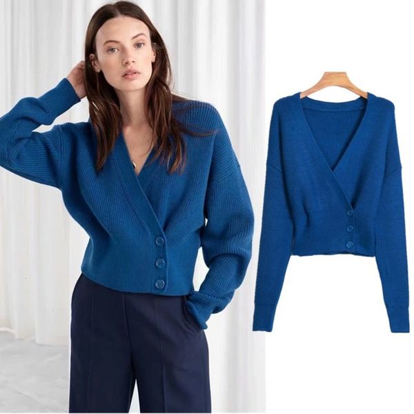 

f0616 women's wear 2021 spring waist close slim v-neck long sleeve knitted cardigan, White;black
