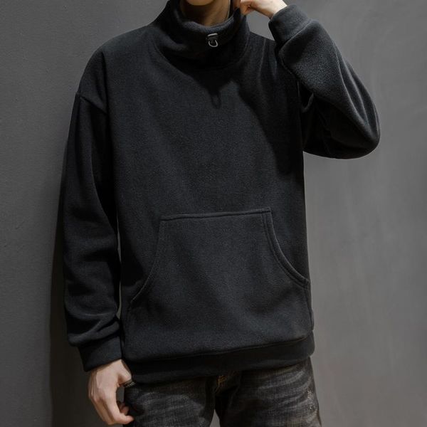

men's hoodies & sweatshirts 2021 casual fall/winter fashion stand-up collar solid color sports trendy sweater size m-5xl clothes sudde, Black
