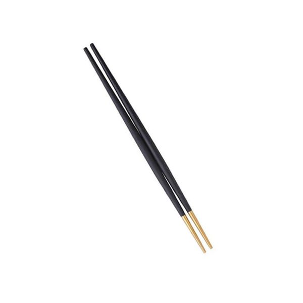 

chopsticks stainless steel pointed ends japanese style non-slip cuisine tableware for home restaurant (black and gold