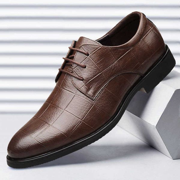 

new checkered suit men's business shoes formal dress large men's shoes versatile checkered casual wedding shoes, Black