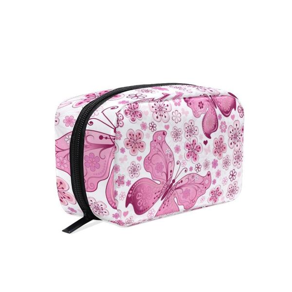 

fengju makeup cosmetic bag portable toiletries bag fashionable square organizer for girls lady woman floral butterfly