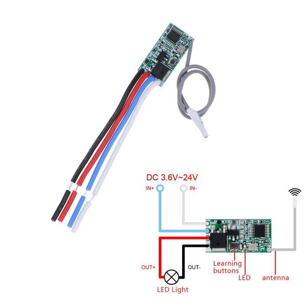 

smart home control diy 433 mhz 1ch rf relay receiver universal wireless remote switch micro module led light controller dc 3.6v-24v
