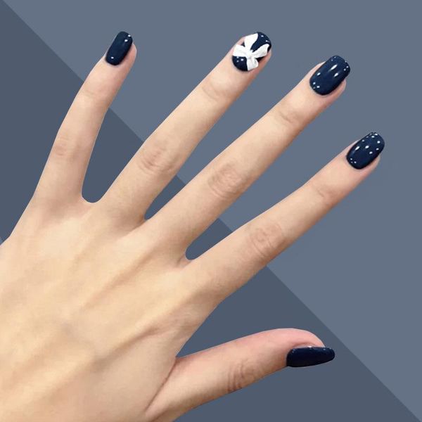 

false nails 24pcs ballerina fake pre-design nail accessories full cover art tips manicure square with glue, Red;gold