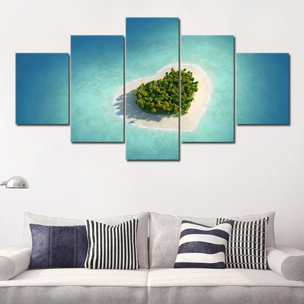 

canvas painting home decor 1 piece maldive blue water love ocean island heart beach pictures prints poster living room wall art