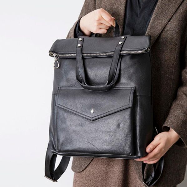 

backpack aetooleather men's large capacity first layer cowhide travel bag multifunctional school leisure tid