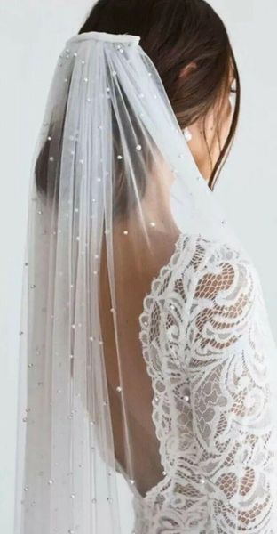 

bridal veils pearl light ivory cathedral veil 1 layer luxurious soft tulle trim and comb wedding accessories2457975, Black