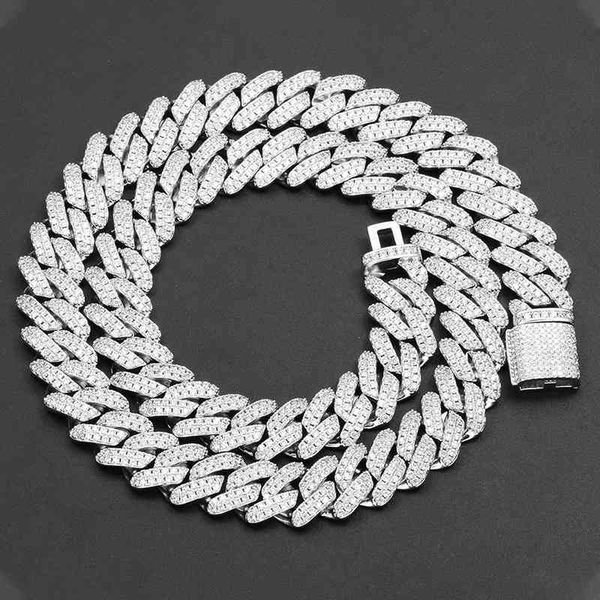 

14mm zircon inlaid silver s925 diamond cuba chain hip hop brand necklace
