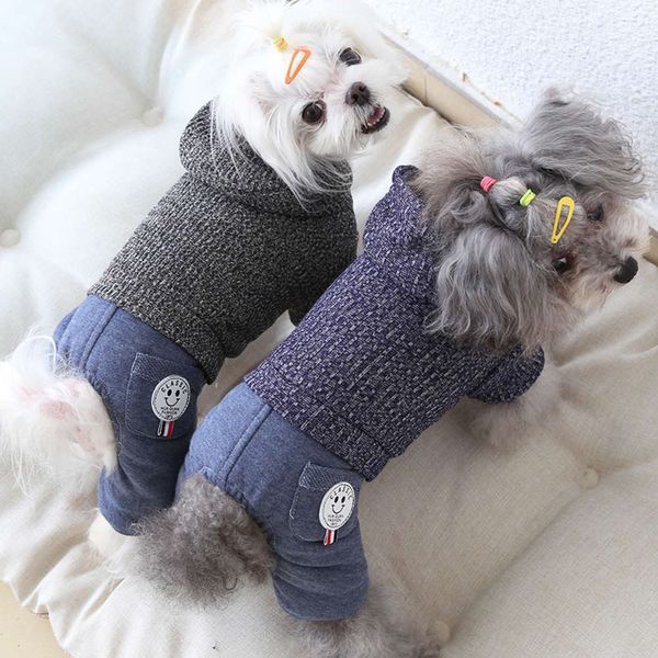 

ysgj 20 years autumn and winter new wool hat white label smiling face four legged cloth dog pet cloth autumn and winter cloth