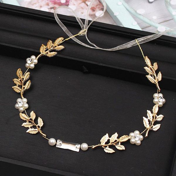 

hair clips & barrettes elegant bridal wedding accessories crystal pearl flower girl headband ribbon headpiece jewelry headdress, Golden;silver