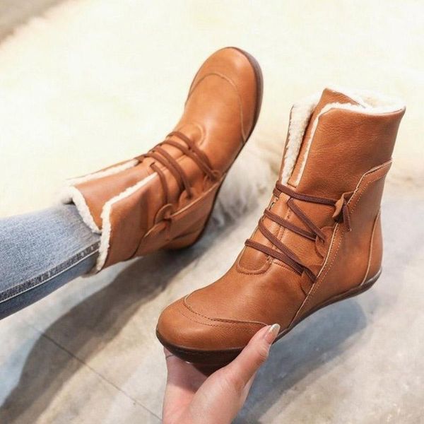 

boots winter shoes add wool warm leather women large size 35-43 casual snow ladies, Black