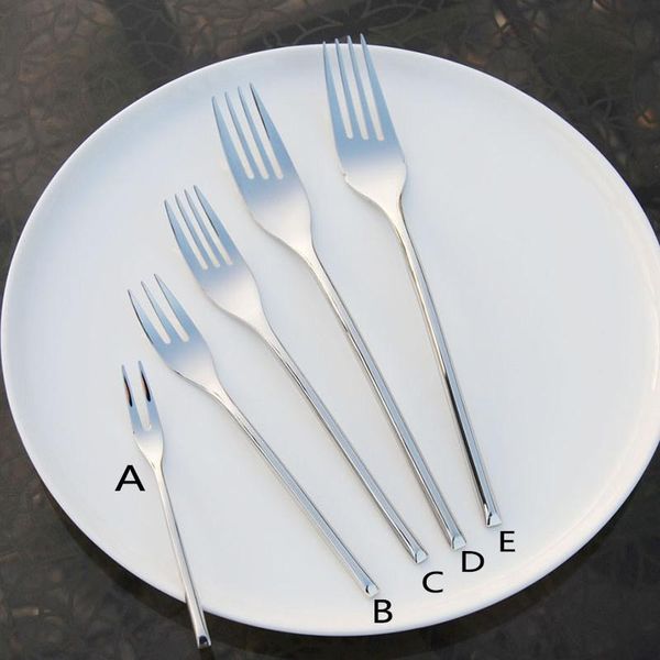 

6pc stainless steel fork set fruit salad dinner forks dessert cake fork with elegant long handle dinnerware cutlery set