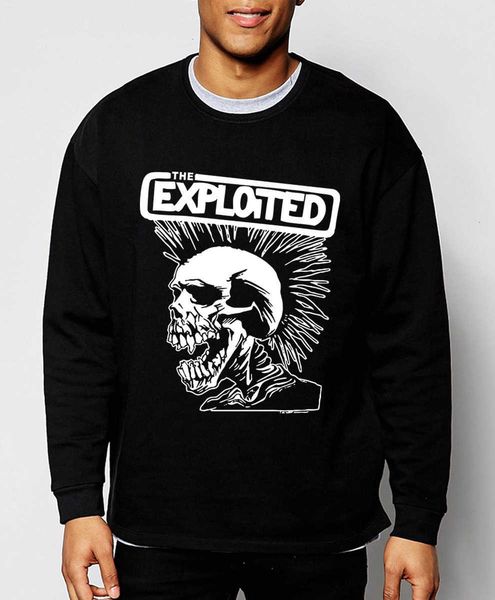 

wholesale-mens sweatshirts punk rock the exploited new autumn winter fashion hoodies hip hop tracksuit funny clothing, Black