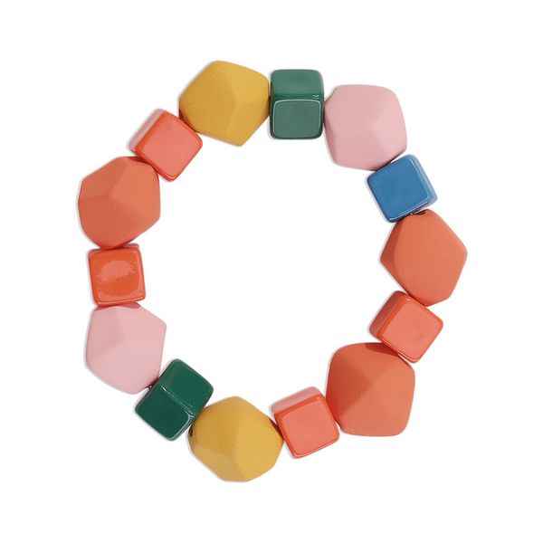 

korea candy color acrylic beads bracelet women resin irregular geometric handmade bracelet colorful hand charm trend jewelry, Black