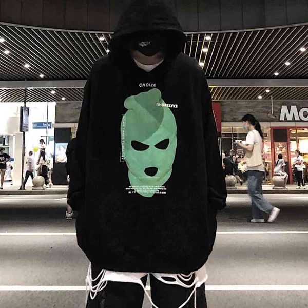 

men's hoodies & sweatshirts hip hop high street gangster over size print loose hooded pullover sportswear for men c6r1, Black