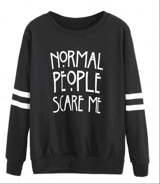 

normal people scare me hoodies sweatshirts 2021 women casual kawaii fashion punk girls clothing european korean, Black