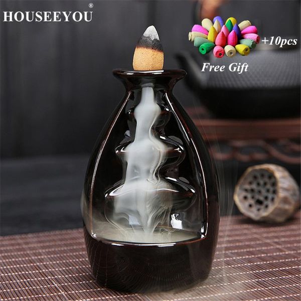

sachet bags various kinds aroma smoke backflow stick incense burner ceramic glazed waterfall censer home decoration use in teahouse