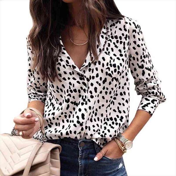 

fashion long sleeve leopard women blouses v neck ol party dames streetwear blusas femininas plus size, White