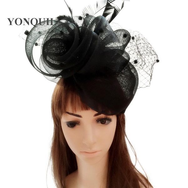 

hair accessories elegant ladies red/black/ivory bridal chic fascinators hats derby crinoline veils headpiece church headdress accessory