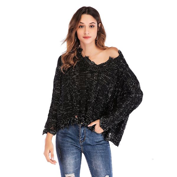 

2021 fashion tassel jumper casual autumn winter knitted pullovers sweater for women new kyjt, White;black