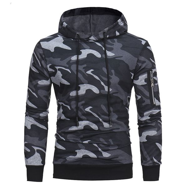 

men's hoodies spring fall fashion camouflage pullovers male hoodie 9vdy, Black