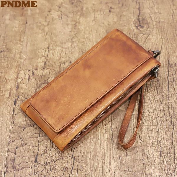 

wallets pndme vintage genuine leather men's clutch wallet high-quality natural real cowhide women business multi-card holder coin purse, Red;black