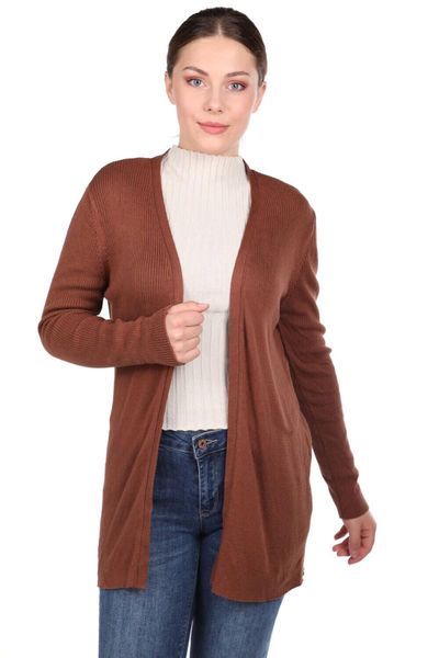 

women's knits & tees brown open front pocket womens knitwear cardigan, White