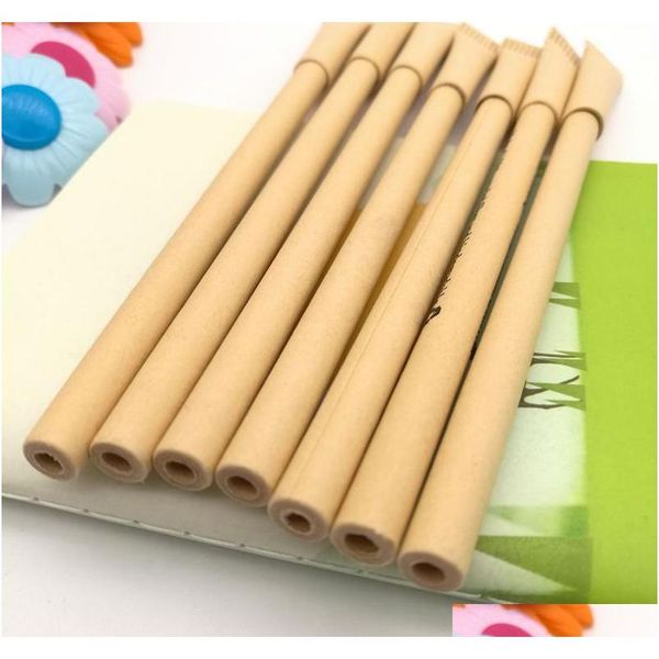 

can printing logo high-end gel pen fashions simple green e-friendly kraft paper shell pens office school student sup jllgem bdefight, Blue;orange