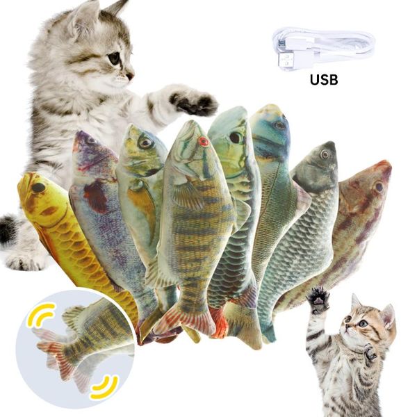 Giocattoli per gatti 30CM Simulazione elettrica da masticare Giocattolo per pesci Caricabatteria USB Ricarica per mordere animali domestici Forniture per giochi Dropshiping243O