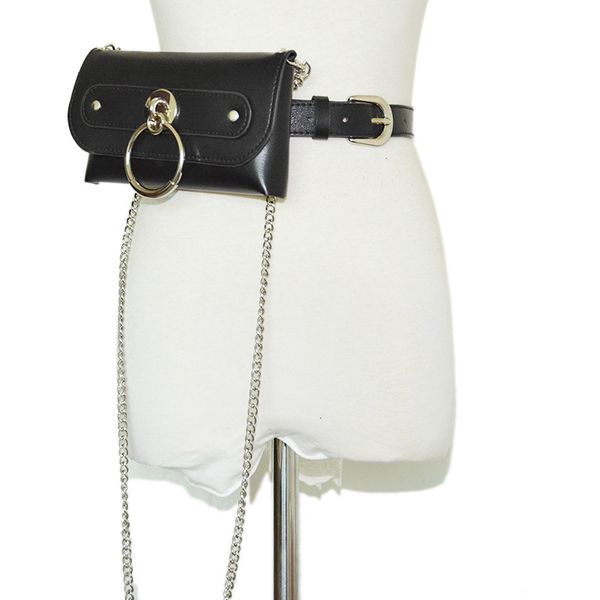 

women's satchel hanging ring pants chain decorative belt women's versatile shopping guide bag belt, Black;brown